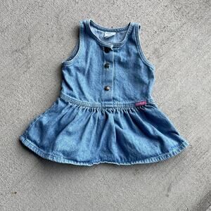 90s vintage Oshkosh Baby B'gosh denim baby girls dress | size 24 months